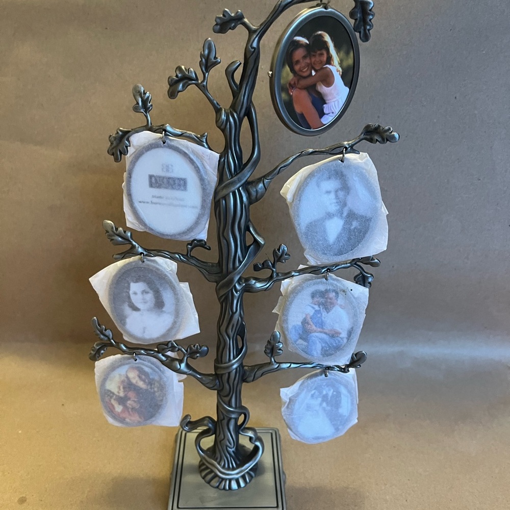 Vintage Pewter Family Photo Tree by Burnes of Boston.